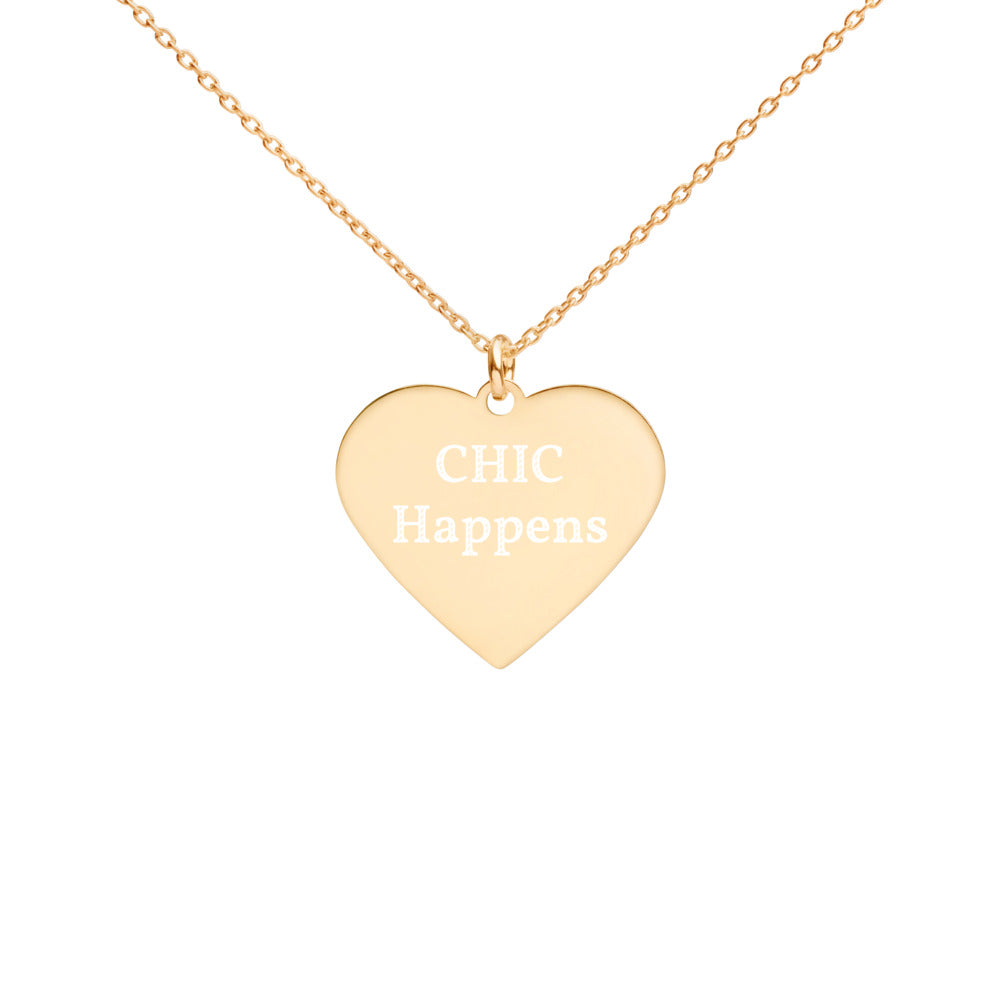 Chic Engraved Gold Heart Necklace