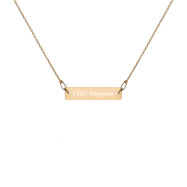 Engraved Gold Bar Chain Necklace