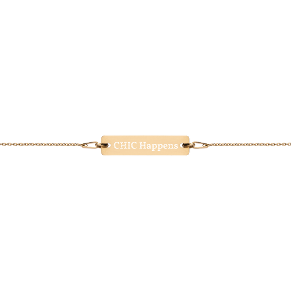 Engraved Gold Bar Chain Bracelet