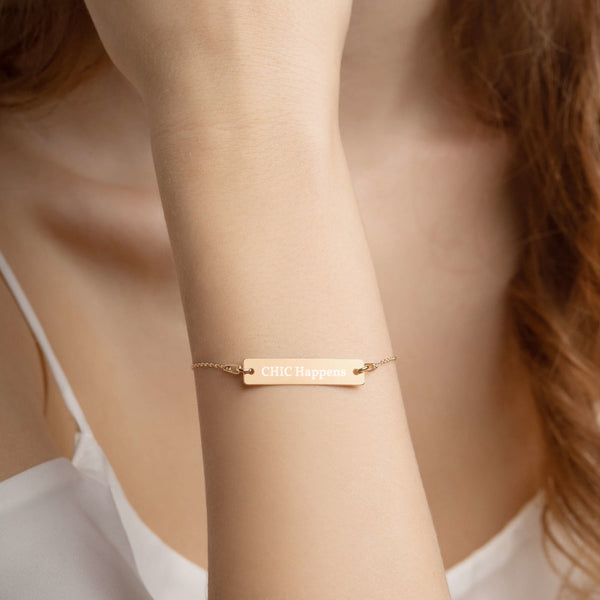 Engraved Gold Bar Chain Bracelet