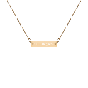 Engraved Gold Bar Chain Necklace