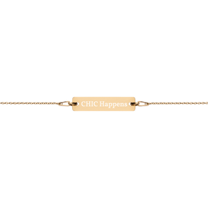 Engraved Gold Bar Chain Bracelet