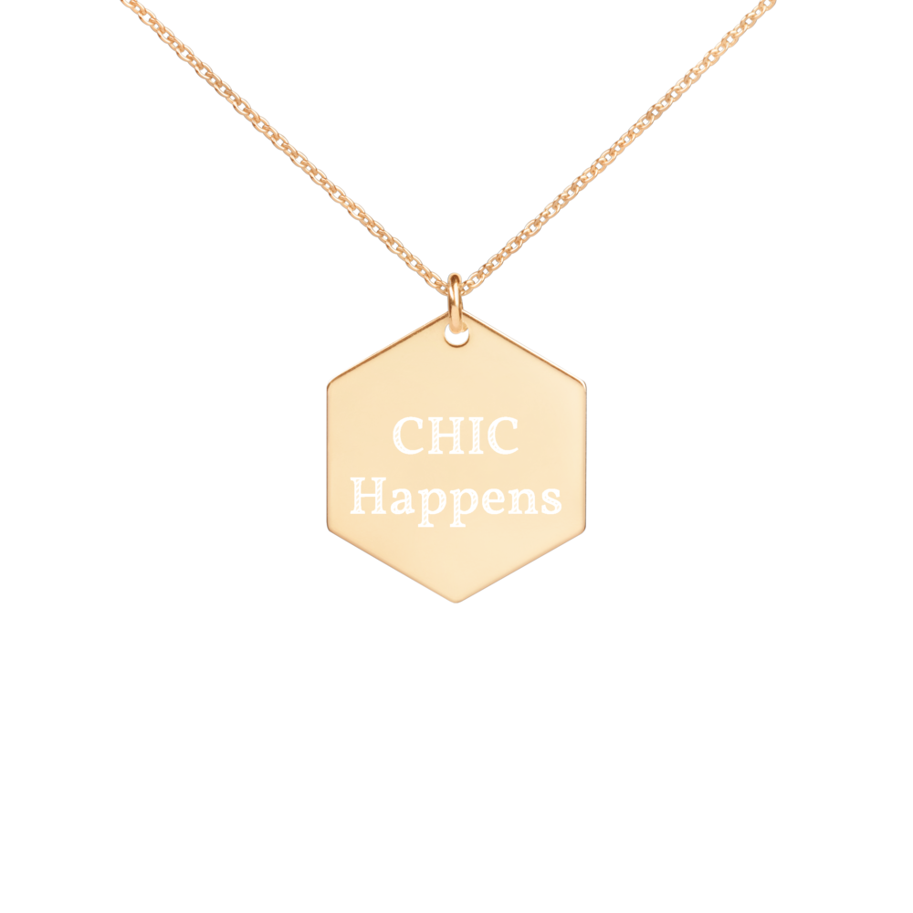 Chic Engraved Gold Hexagon Necklace