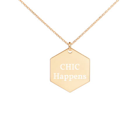 Chic Engraved Gold Hexagon Necklace